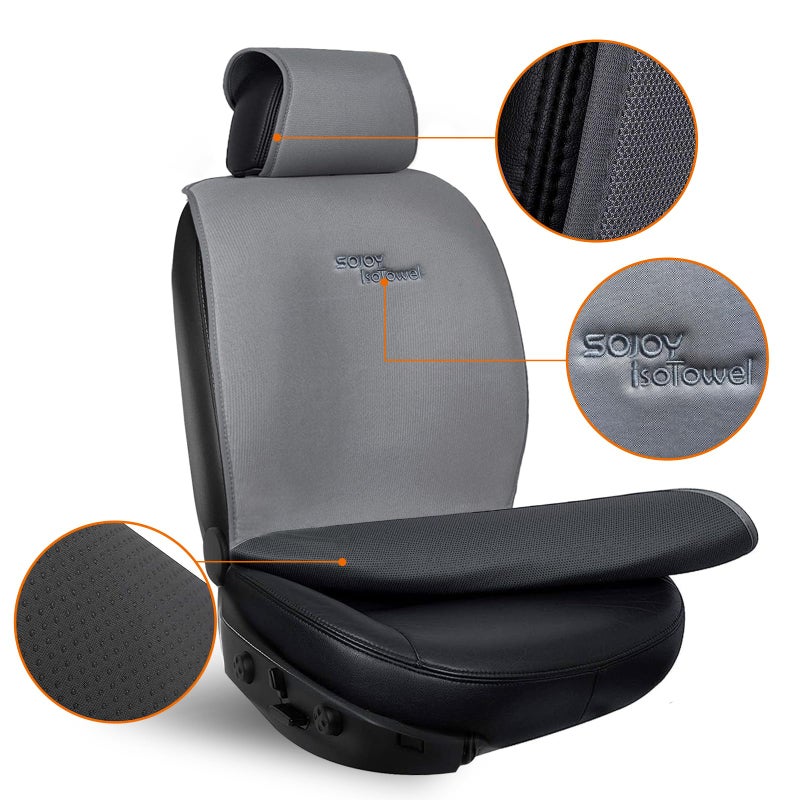 Sojoy IsoTowel Car Seat Cover,Microfiber Seat Towel,with Quick-Dry Material and Non-Slip Back,Car Seat Protection for All Workouts,All-Weather(Gray) - Image 4